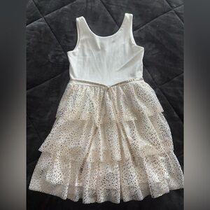 Children's Place White and Gold Tiered Dress